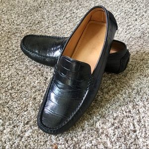 Massimo Matteo Leather Croc Driving Loafer